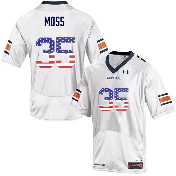 Men's Auburn Tigers #35 James Owens Moss USA Flag Fashion White College Stitched Football Jersey